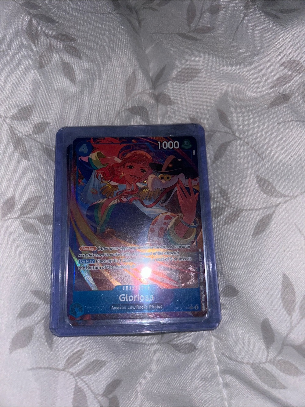 Onepiece Gloriosa Trading Card in Blue Sleeve